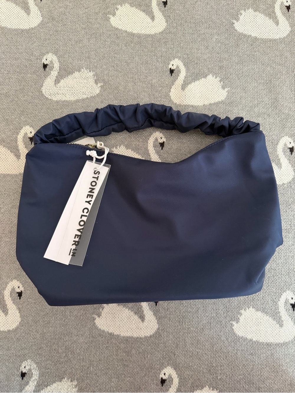 Stoney Clover Lane Navy Ruched-Handle Shoulder Bag with Tag